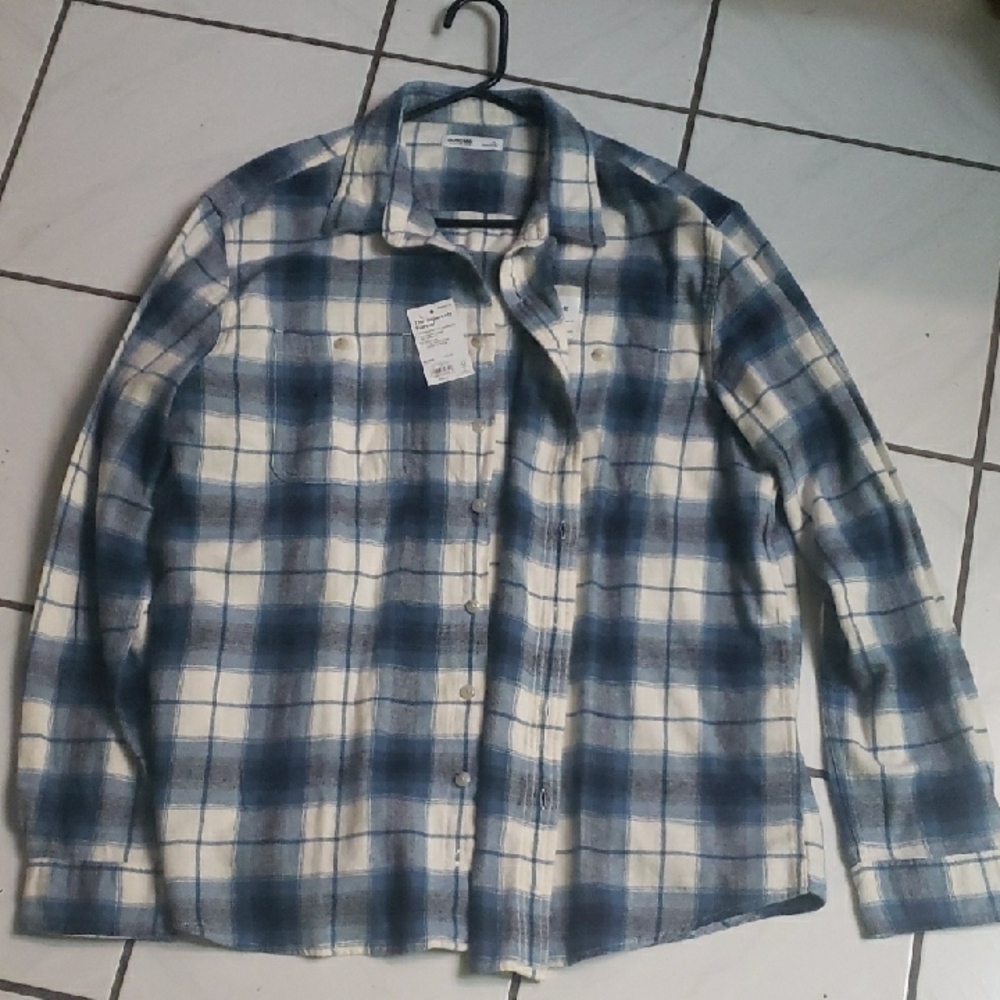 Brand new "Sonoma" Navy and white checkered Flannel Shirt